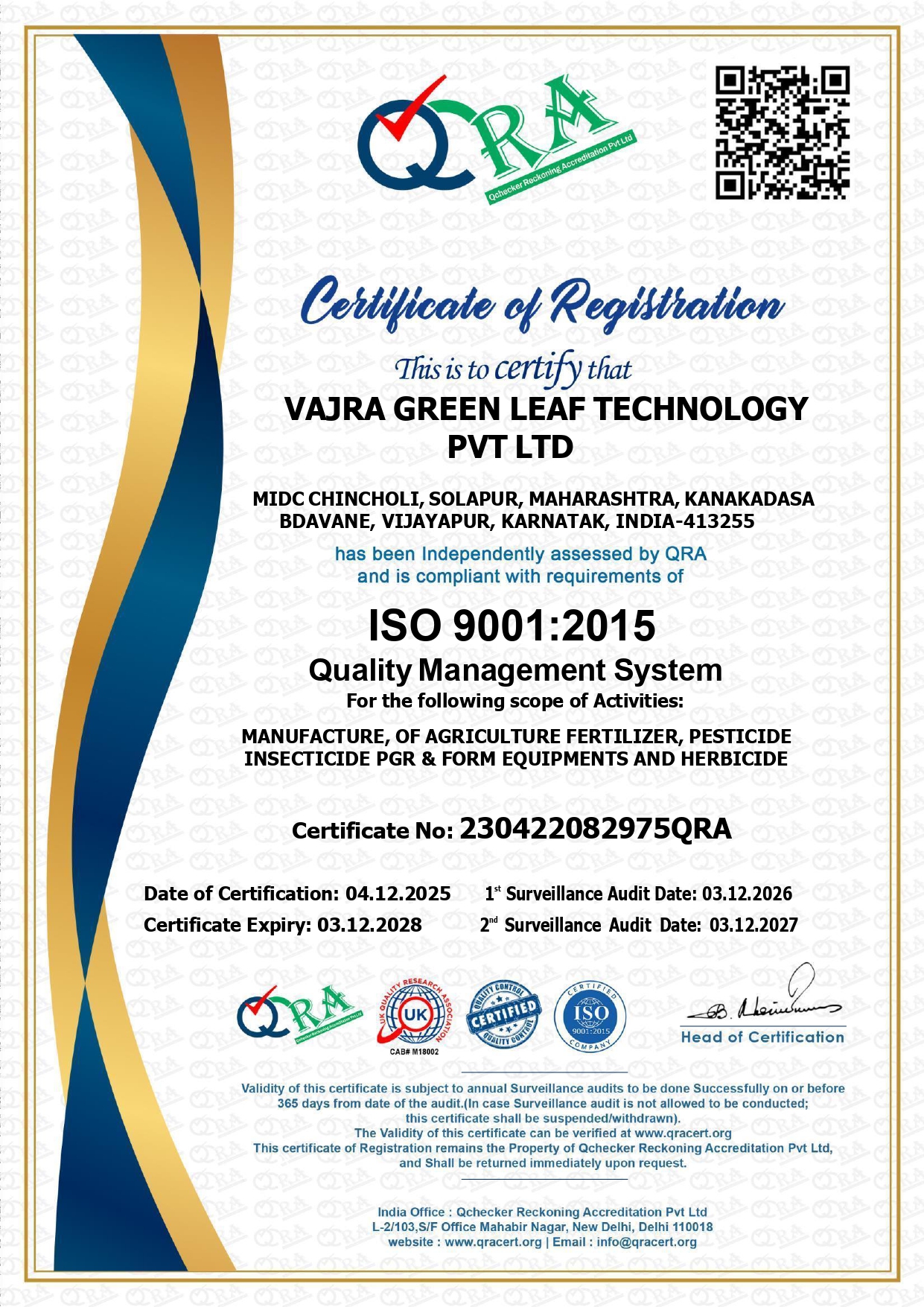 Certificate of Registeration